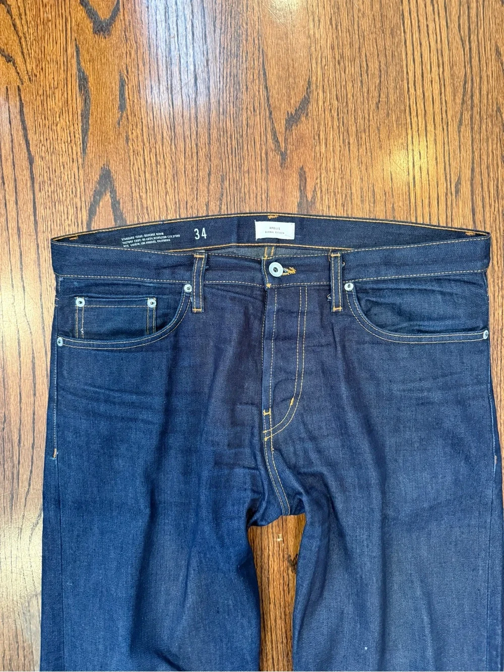 Apolis Global Citizen Vintage Men's Selvage Denim Jeans Dark Wash Straight 34